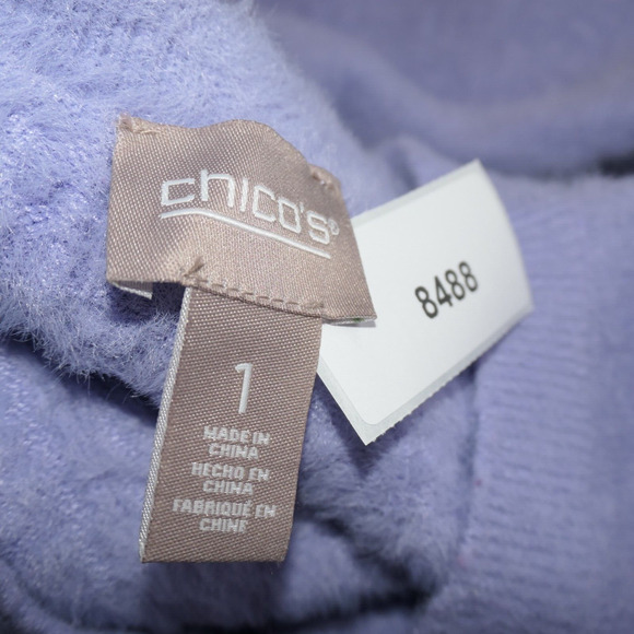 Chicos Tunic Sweater Womens 1 Medium Purple Fuzzy Soft Girl Romantic Boho - Picture 7 of 7